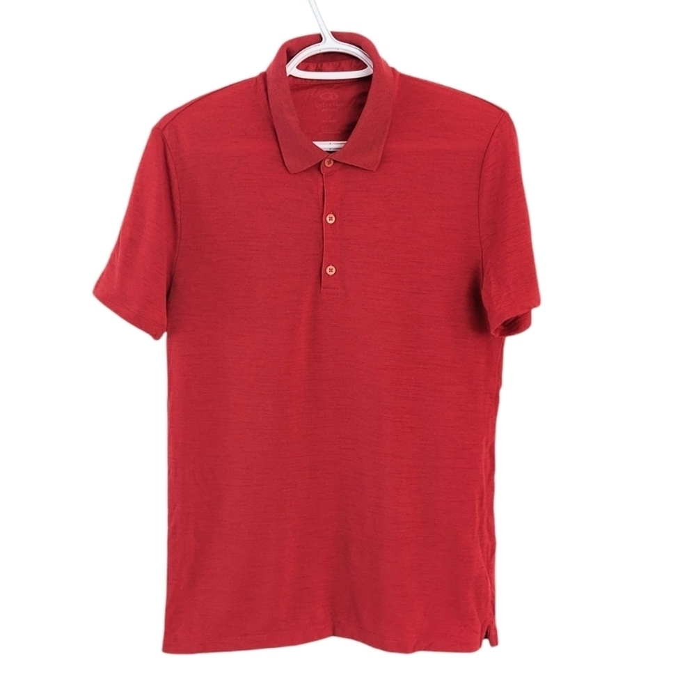 Icebreaker men's polo shirt Merino Wool red Small Not Perfect @U